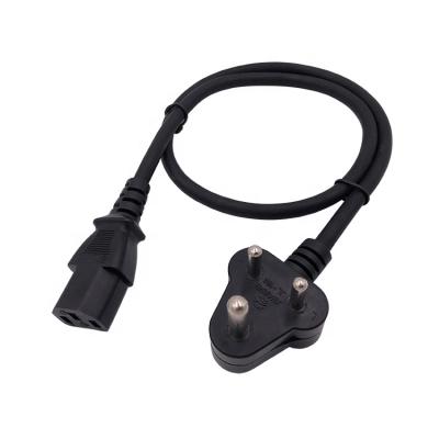 China 6a 250v Pvc Small Round Black South African Power Cable Wire 3 Pin Plug Residential / General Purpose for sale