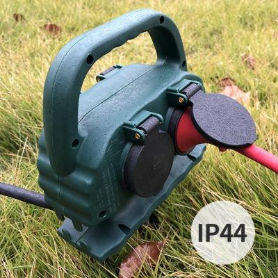 China Waterproof IP44 garden power extension cord outdoor IP44 socket with 1.5m rubber cable and german schuko plug for sale