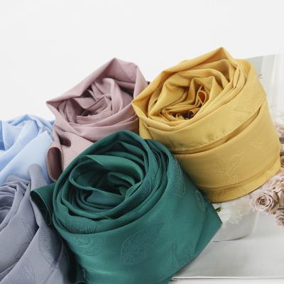 China Hot Selling Muslim Silk Organza Scarf Square Jacquard Hijab Cowl Scarf Women Premium Satin Silk Shawl for sale