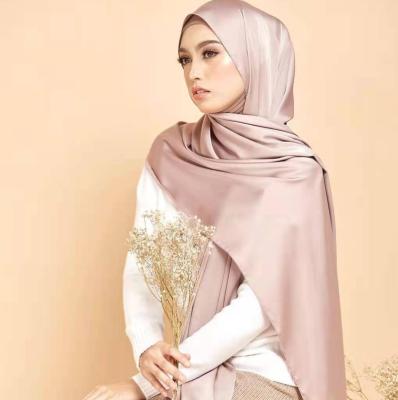 China Fashion women slik plain satin eyelash satin hijab muslim square hair scarf modal shawl for sale