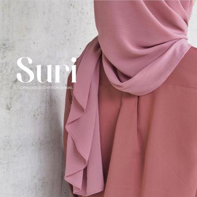 China US Factory Supplier Popular Bubble Chiffon Hijab Scarf Women Muslim Crinkled Headwear Pleat Pleated Wraps for sale