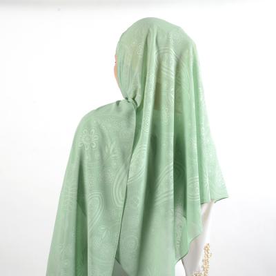 China European American Fashion Muslim Women Glitter Premium Chiffon Embossed Hijabs Printed Pearl Chiffon Premium Scarf Shawl for sale