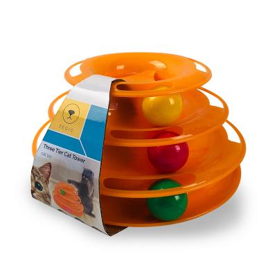 China Pegic Sustainable Custom Color Small Plastic Cat Activity Tower With Ball for sale