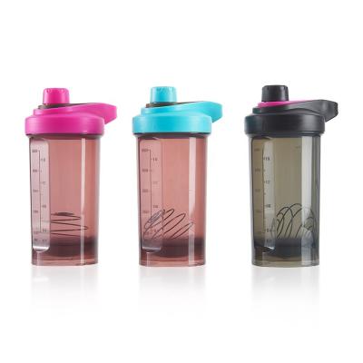 China Custom plastic viable OEM private label color logo pp protein shaker bottle with wire spring ball for sale