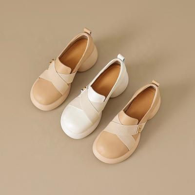 China New Flat Breathable Ladies Slip On OEM Customizable Round Toe Crossover Strap Solid Color Women Pumps Shoe for sale