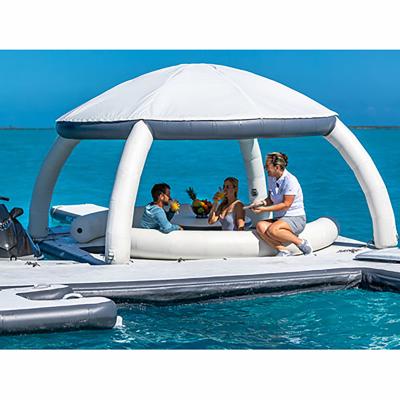 中国 2022 Hot Sale Outdoor Water Fun Island Tent Inflatable Sea Ocean Pool Floating Pool Water Deck Pool For Adult 販売のため