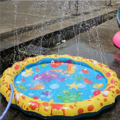 Chine 170CM Inflatable Outdoor Lawn Beach Mat Baby Water Spray Sprinkler Game Pad Inflatable Mat Water Games Beach Mat Cushion Toys Water Play Equipment à vendre