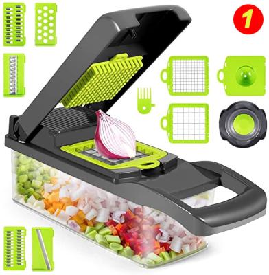 China Viable Multifunctional 14 in 1 Manual Kitchen Slicer Mini Cleaver Vegetable Fruit Vegetable Tools Mandoline Cutter for sale