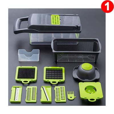 China Viable Multifunctional 14 in 1 Fruit Vegetable Tools Mini Manual Mandoline Slicer Vegetable Cleaver For Kitchen Cutter for sale