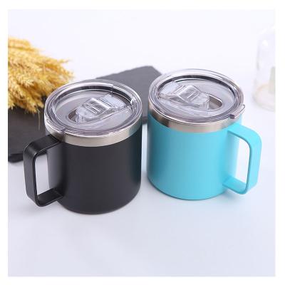 China Hot Sale Viable 12oz Travel Tumbler Cup Insulated Double Walled Coffee Mug With Bpa Free Handle And Lid for sale