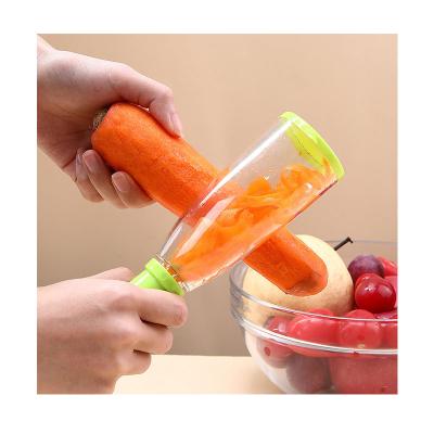 China Hot Selling Viable 2 in 1 Peeler With Storage Blade Stainless Carrot Vegetable Parer For Decorating Kitchen Instruments PP Handle for sale