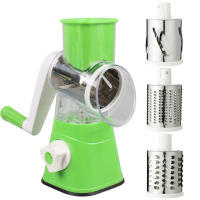 China Viable Drum Multifunctional Rotary Blades Grater 3 Multifunctional Rotary Blades Cheese Shredder Cheese Shredder Kitchen Cutter Manual Food Cleaver for sale