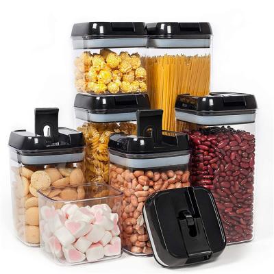 China Popular BPA Kitchen Storage Containers Food Sealed Cookie Candy Free Food Grade Plastic Stocked Jars 7 Piece Set for sale