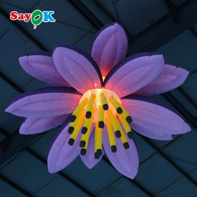 China Customized Purple Giant Hanging Lotus Flower Inflatable LED Light Flowers For Event Decoration Advertising for sale