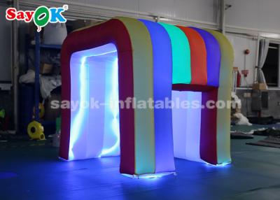 China Inflatable Party Tent Rainbow Color LED Light Mini Blow Up Photo Booth For Children SGS ROHS for sale