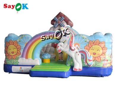 China Casa animosa inflable de la lona de la diapositiva de Unicorn Theme Kids Jumping Castle con el ventilador en venta