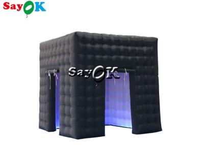 China cabina inflable negra de la foto de la puerta doble del cubo de 3mH los 9.84FT con el LED en venta