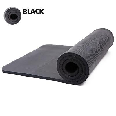 China Hot Thick Yoga Pilate NBR Yoga Mat Black 10mm Custom Copy High Quality Yoga Pilates With Lower Price for sale