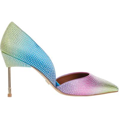 China Hot sale D'Orsay pointed toe thin heel mixed color light crystal crystal for woman stiletto for sale