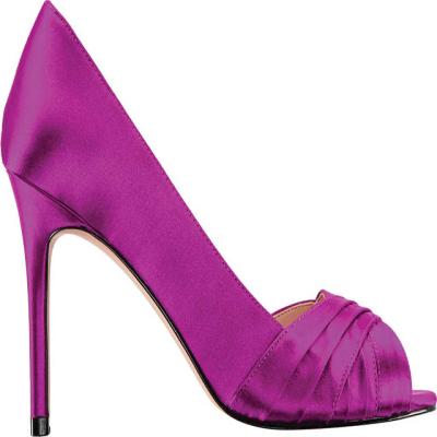 China Light Pointed Toe-Toe Pumps Purple Satin Pointed-Toe High Heels for sale