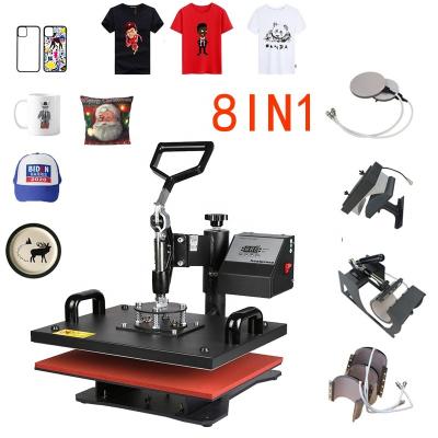 China Garment Shops Head Quality 29*38cm / 38*38cm Heat Press Machine 8IN1 for sale