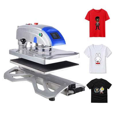 China Garment Magazines 16x20 Swing Away Automatic Open Pneumatic T Shirts Sublimation Printing Heat Press Machine 40x50 With Slide Out Drawer for sale