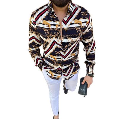 China Single breasted plus size 2021 summer printed men's clothing fashion casual cardigan short sleeve for sale