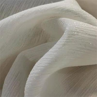 China Silver Yarn Chiffon Solid  85gsm Polyester Chiffon Fabric for sale