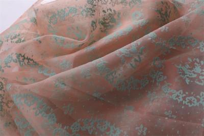 China 20Dx20D 40gsm Poly Printed Fabric Organza Flocking Design for sale