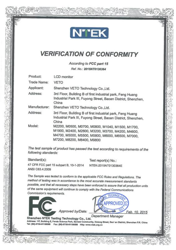 FCC - Shenzhen Veto Technology Co., Ltd.