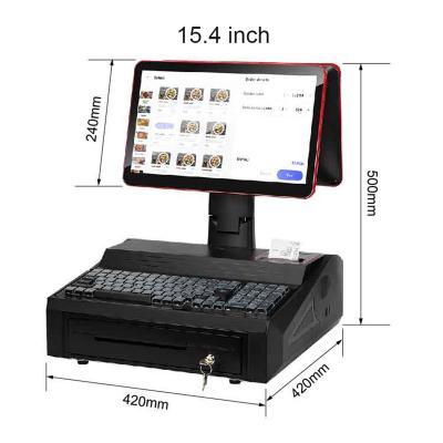 China restaurant ordering all in one touch mini panel wifi digital screen pos terminal system with cash register 15.4