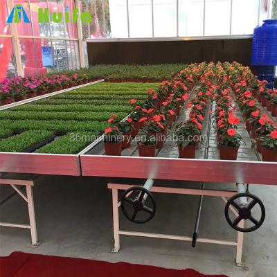 China Wear Resistance Hot Galvanized Steel 1.7m Width Rolling Green House Bench for sale