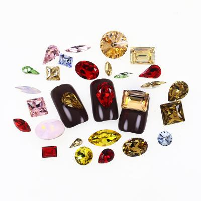 China Best-selling nail art extremely shiny decorative crystal mixed color pointed bottom glass rhinestone for sale