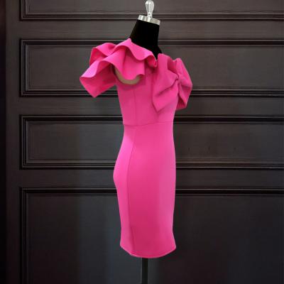 China Hot Selling Cute One-shoulder Women's Plus Size Personality Dress Women's Bow Tie Dress for sale