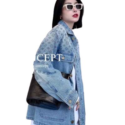 China Anti-wrinkle Autumn Fashion Women's S denim jacket large size loose long sleeve shorts plus size jacket women for sale