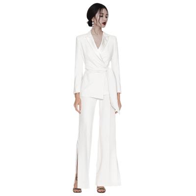 China Latest Anti-Wrinkle Stripe Blazers Suits New Style White Italian Office Xs Ladies Suits Designer Skirt Suits for sale