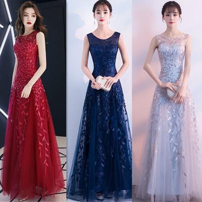 China High Quality Elegant Anti-wrinkle Hot Sale Bride Bridesmaid Autumn Winter Wedding Dress Long Party Evening Dress for sale