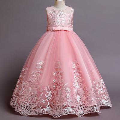 China Anti-wrinkle Kids Dress For Girls Wedding Tulle Lace Up Elegant Princess Dress Party Pageant Formal Long Dress for sale