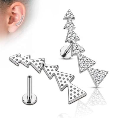 China Punk Fashion Surgical Steel Ear Piercings Jewelry Internally Threaded Labret With CZ Paved Top for sale