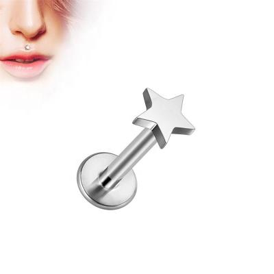 China FASHIONABLE hot selling jewelry G23 titanium piercing labret internally threaded lip ring with star top for sale