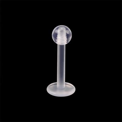 China TRENDY Stock Body Jewelry 14g Clear Lip Piercing Acrylic Labret Ring With Ball for sale