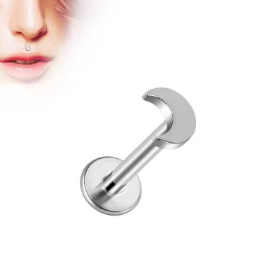 China Fashionable Moon G23 High Quality Titanium Upper Labret Free Lip Rings Piercing Studs Wholesale for sale