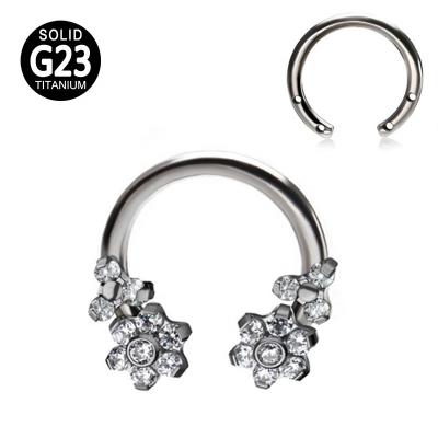 China FASHIONABLE new arrival g23 titanium clear flowers on barbell circular body jewelry piercing wholesale for sale