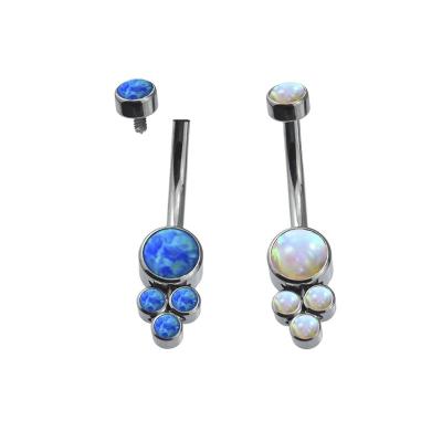 China FASHIONABLE Dreamy Teardrop Jewelry Piercing Titanium Internally Threaded Belly Navel Piercings Jewelry Navel Button Ring with 4 Opal Stones for sale