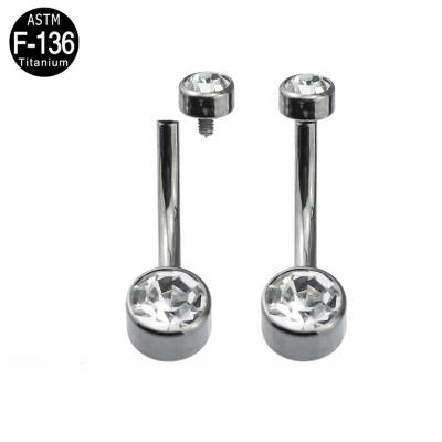 China FASHIONABLE 14g Titanium Navel Piercing Jewelry Internally Threaded Double Jeweled Belly Ring for sale