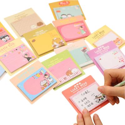 China New stationery self-adhesive cute sticky notes cartoon creative notepad student note message sticker for sale