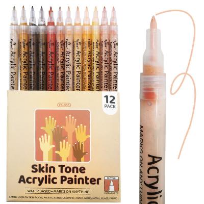 China Smooth Writing 24 Colors Dual Tip Permanent Paint Fabric Marker Pens for sale