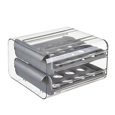 China Viable New Factory Direct Hot Plastic Egg Organizer Drawer Type Refrigerator Home Egg Storage Box for sale