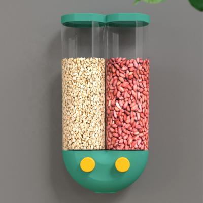 China Sustainable Wall Mounted Kitchen Divided Grain Bucket Seal Automatic Rice Dispenser Storage Container for sale