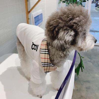 China Slim Cotton White Plaid Cat Puppy Dog Clothes Summer New Viable Designer T Shirts for sale